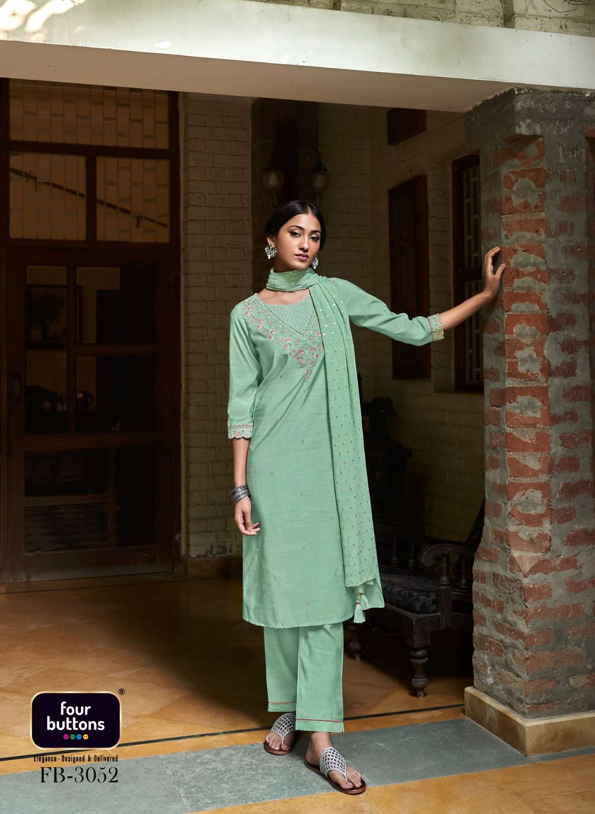MURAAD BY FOUR BUTTONS 3051 TO 3056 SERIES DESIGNER SUITS BEAUTIFUL FANCY COLORFUL STYLISH PARTY WEAR & OCCASIONAL WEAR HEAVY VISCOSE SILK EMBROIDERY DRESSES AT WHOLESALE PRICE