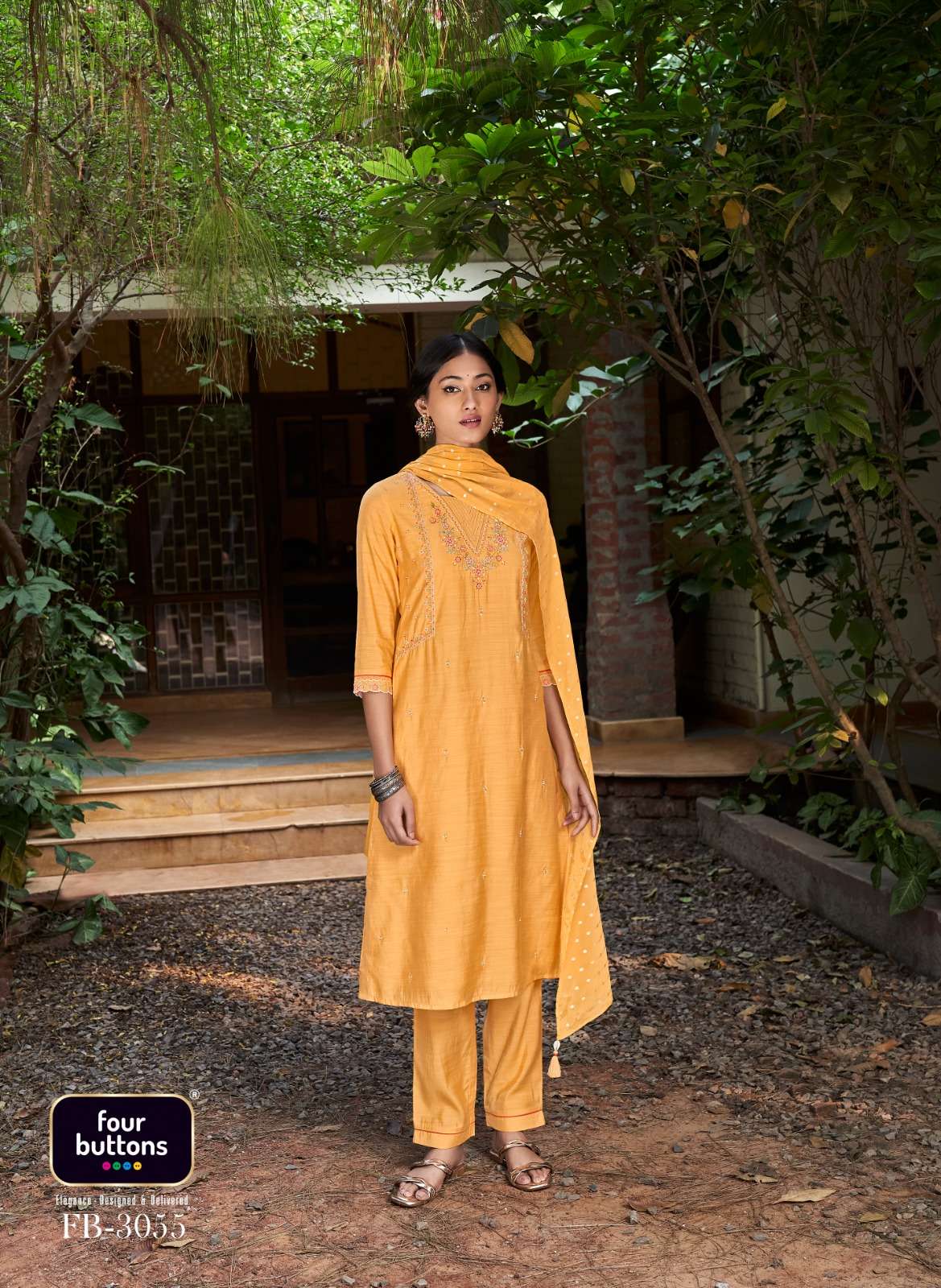 MURAAD BY FOUR BUTTONS 3051 TO 3056 SERIES DESIGNER SUITS BEAUTIFUL FANCY COLORFUL STYLISH PARTY WEAR & OCCASIONAL WEAR HEAVY VISCOSE SILK EMBROIDERY DRESSES AT WHOLESALE PRICE