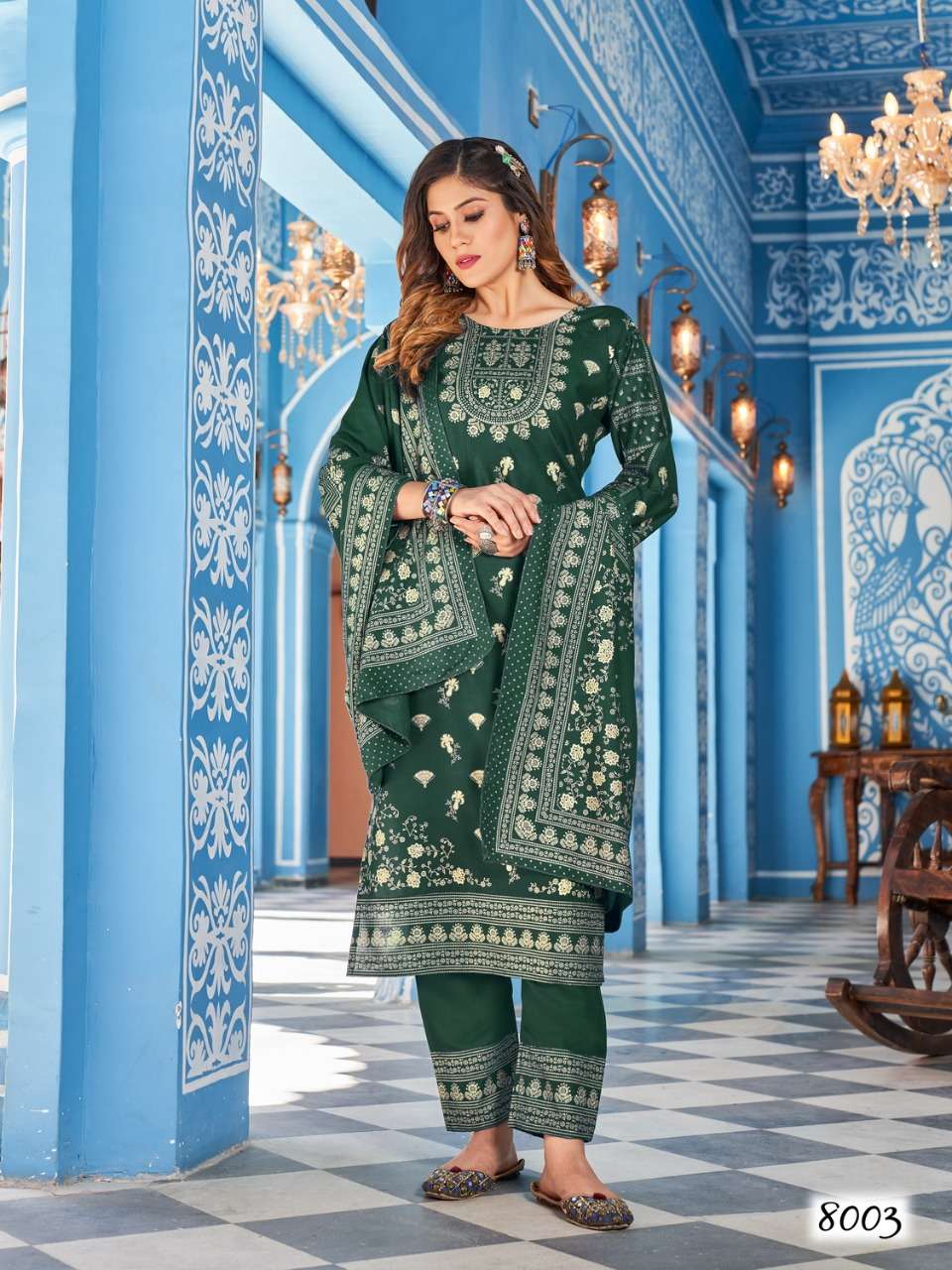 NYKAA VOL-8 BY BANWERY FASHION 8001 TO 8006 SERIES BEAUTIFUL STYLISH SUITS FANCY COLORFUL CASUAL WEAR & ETHNIC WEAR & READY TO WEAR RAYON FOIL DRESSES AT WHOLESALE PRICE