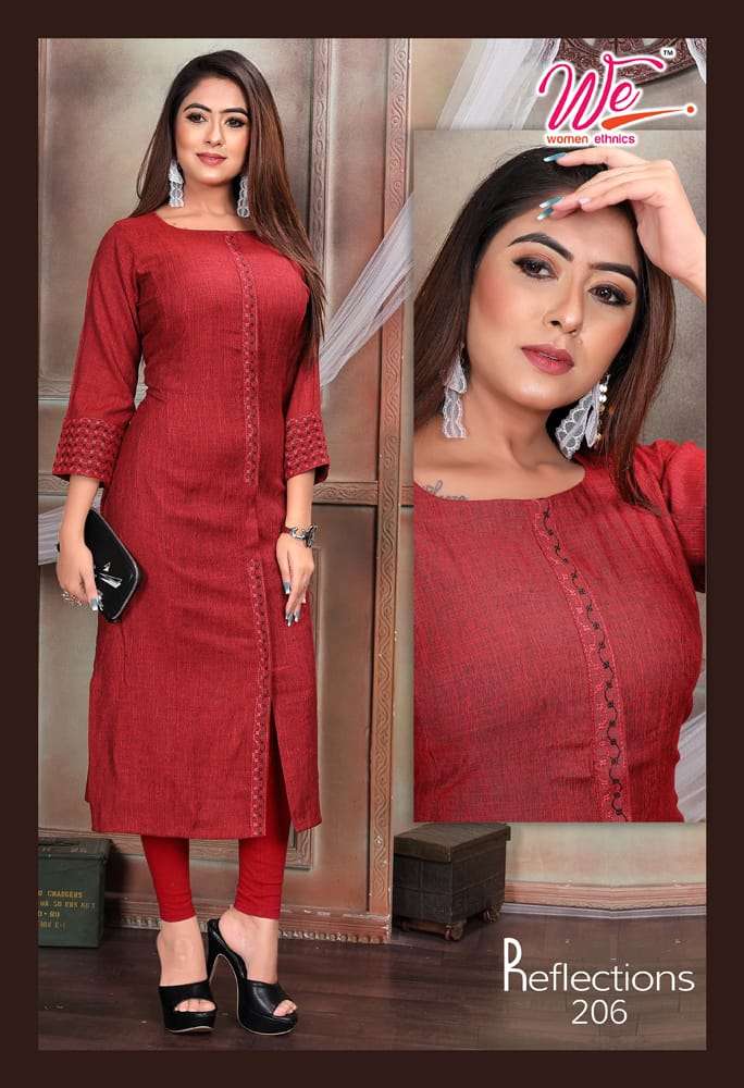 REFLECTIONS BY WOMEN ETHNIC 201 TO 208 SERIES BEAUTIFUL STYLISH FANCY COLORFUL CASUAL WEAR & ETHNIC WEAR RAYON PASHMINA KURTIS AT WHOLESALE PRICE
