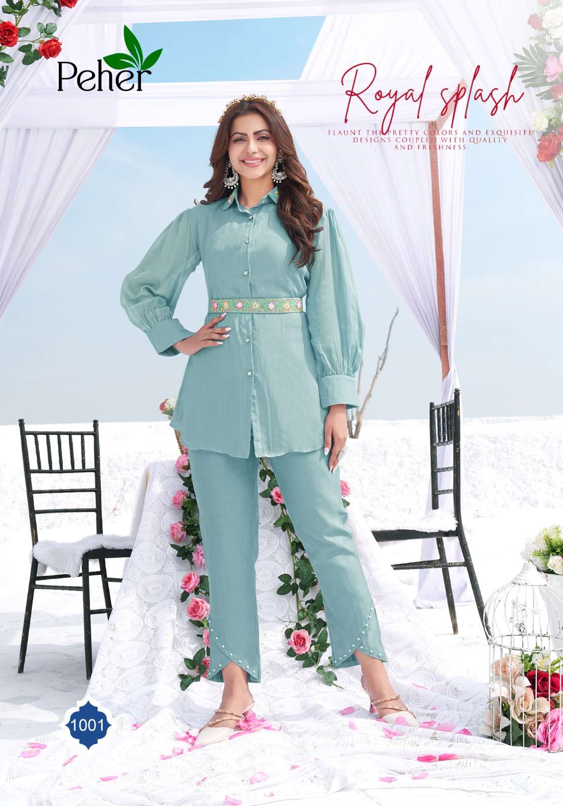 BEBO BY PEHER 1001 TO 1006 SERIES DESIGNER STYLISH FANCY COLORFUL BEAUTIFUL PARTY WEAR & ETHNIC WEAR COLLECTION VISCOSE ORGANZA TOPS WITH BOTTOM AT WHOLESALE PRICE