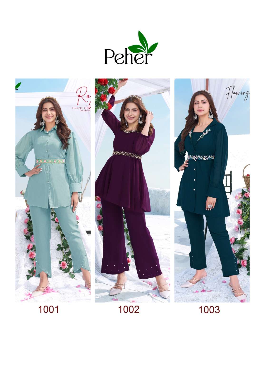 BEBO BY PEHER 1001 TO 1006 SERIES DESIGNER STYLISH FANCY COLORFUL BEAUTIFUL PARTY WEAR & ETHNIC WEAR COLLECTION VISCOSE ORGANZA TOPS WITH BOTTOM AT WHOLESALE PRICE
