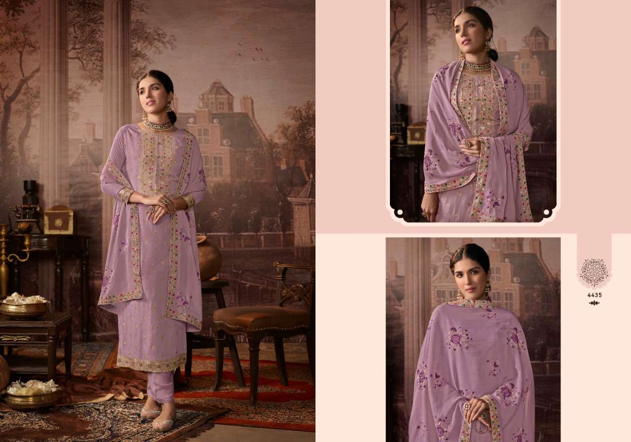 FALAK BY CHARMY 4431 TO 4436 SERIES BEAUTIFUL STYLISH SUITS FANCY COLORFUL CASUAL WEAR & ETHNIC WEAR & READY TO WEAR SILK JACQUARD DRESSES AT WHOLESALE PRICE