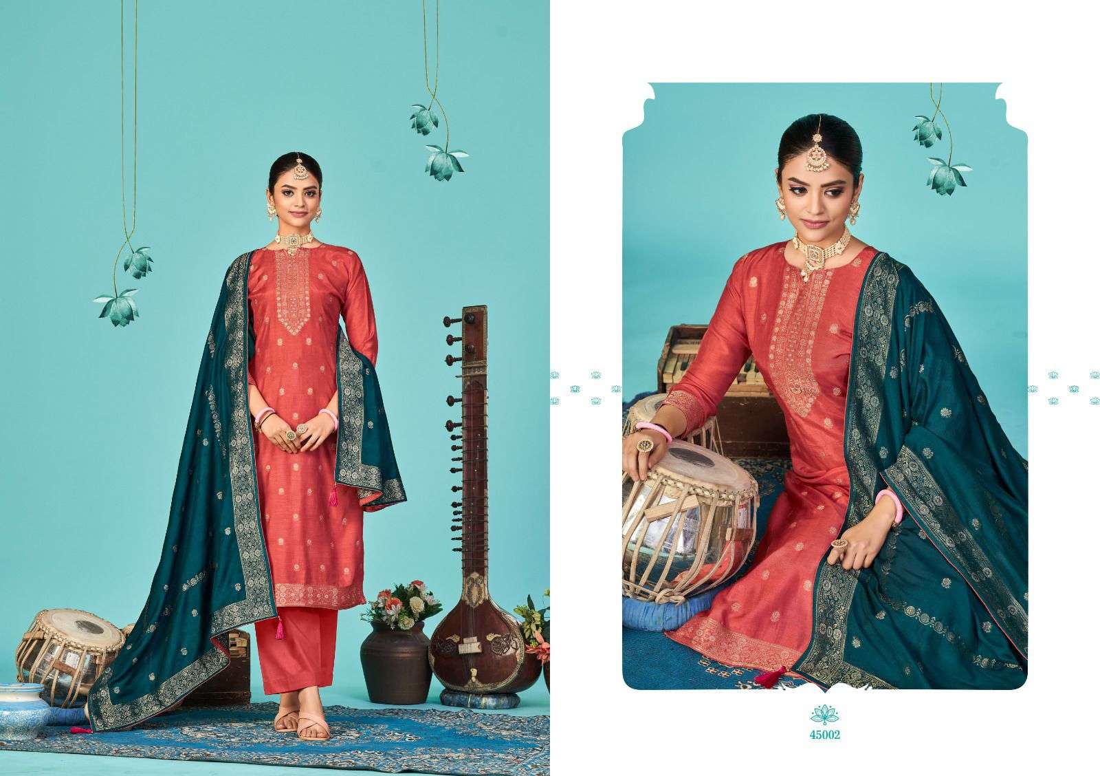 ZULFAT VOL-2 BY NISHANT FASHION 45001 TO 45006 SERIES BEAUTIFUL STYLISH SUITS FANCY COLORFUL CASUAL WEAR & ETHNIC WEAR & READY TO WEAR PURE MUSLIN SILK DRESSES AT WHOLESALE PRICE