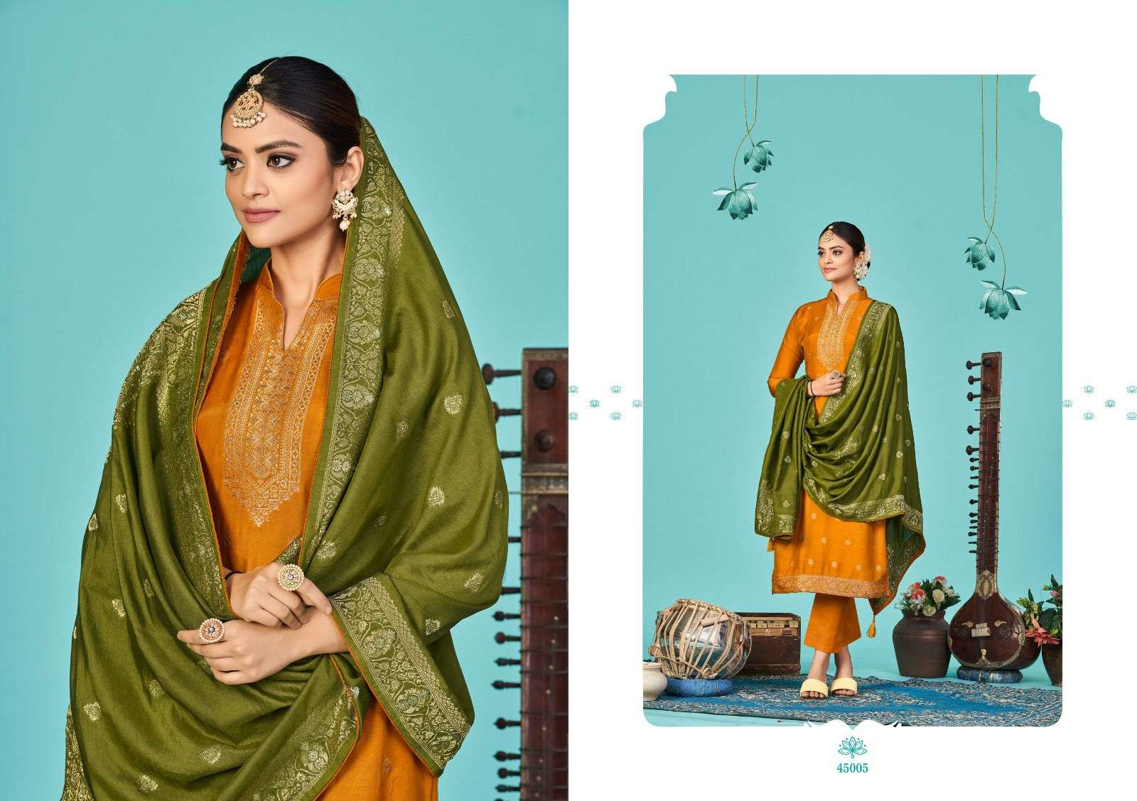 ZULFAT VOL-2 BY NISHANT FASHION 45001 TO 45006 SERIES BEAUTIFUL STYLISH SUITS FANCY COLORFUL CASUAL WEAR & ETHNIC WEAR & READY TO WEAR PURE MUSLIN SILK DRESSES AT WHOLESALE PRICE