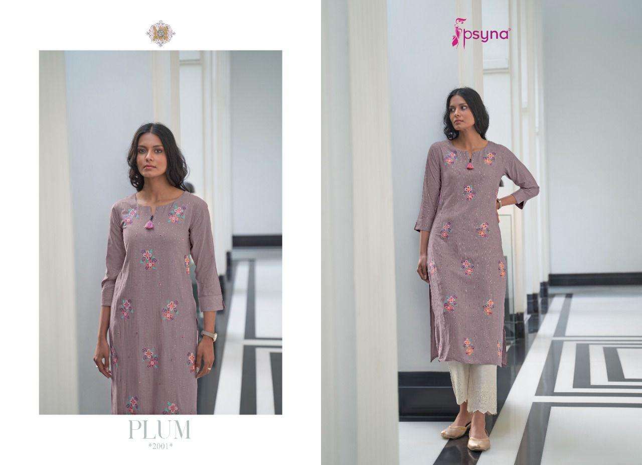 PLUM VOL-2 BY PSYNA 2001 TO 2006 SERIES BEAUTIFUL STYLISH FANCY COLORFUL CASUAL WEAR & ETHNIC WEAR RAYON EMBROIDERED KURTIS AT WHOLESALE PRICE
