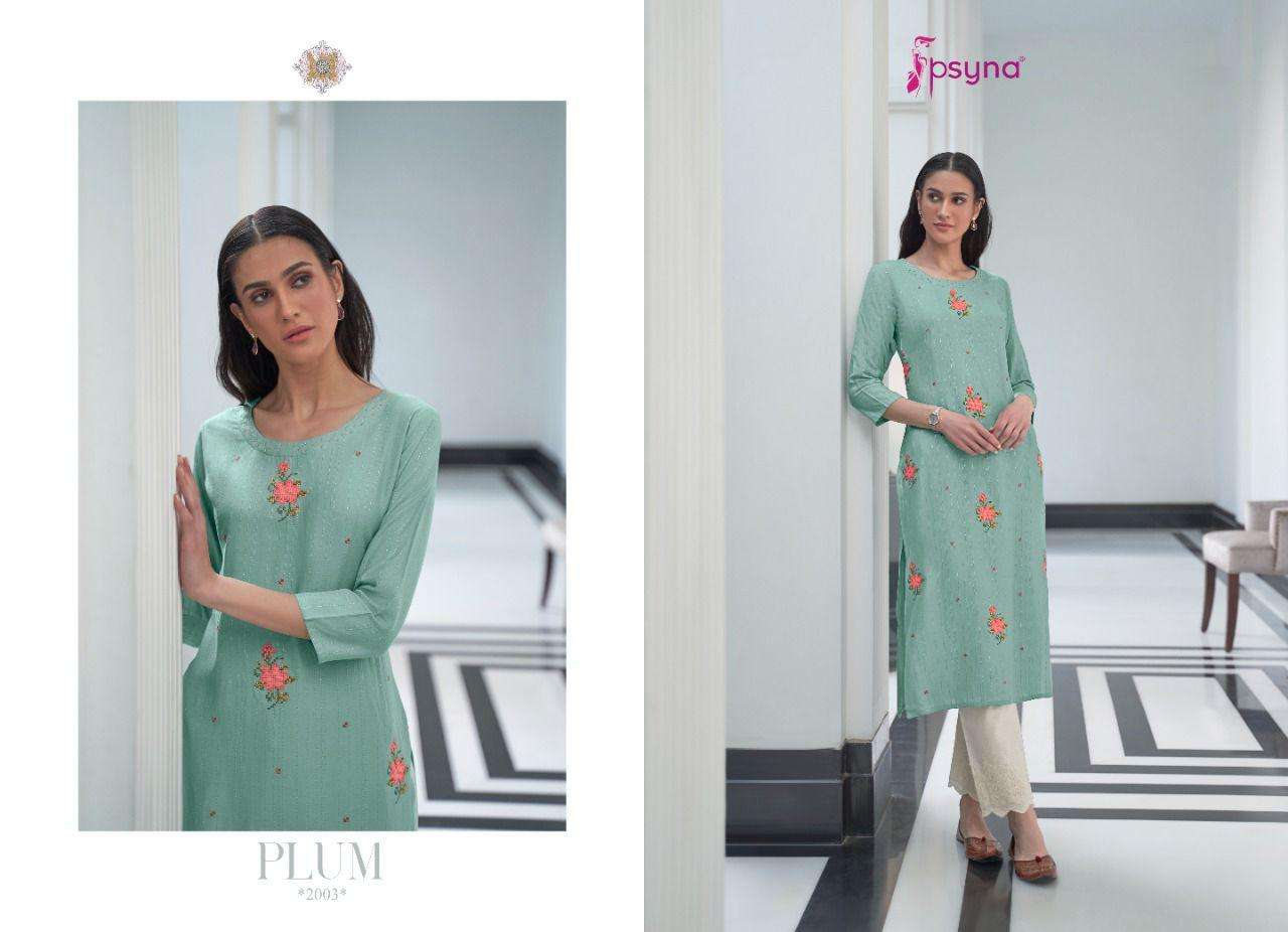 PLUM VOL-2 BY PSYNA 2001 TO 2006 SERIES BEAUTIFUL STYLISH FANCY COLORFUL CASUAL WEAR & ETHNIC WEAR RAYON EMBROIDERED KURTIS AT WHOLESALE PRICE