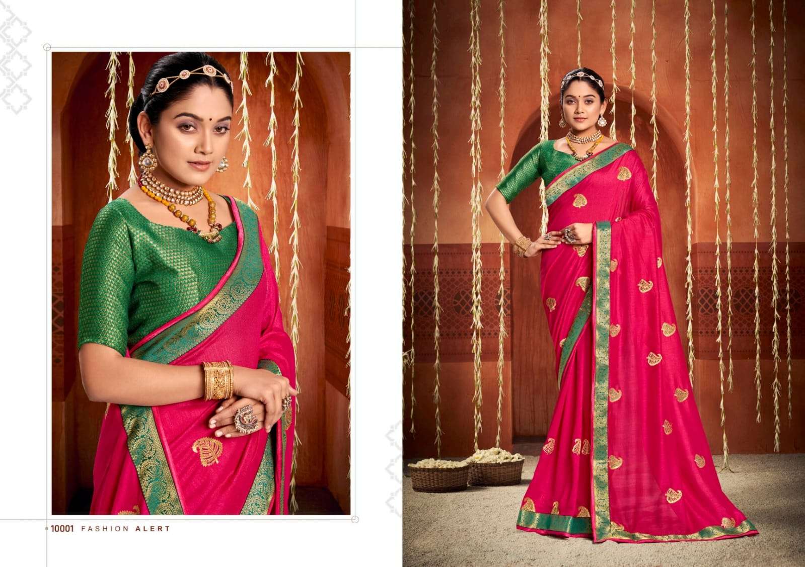 Baanvi By Right Women 10001 To 10008 Series Indian Traditional Wear Collection Beautiful Stylish Fancy Colorful Party Wear & Occasional Wear Vichitra Sarees At Wholesale Price