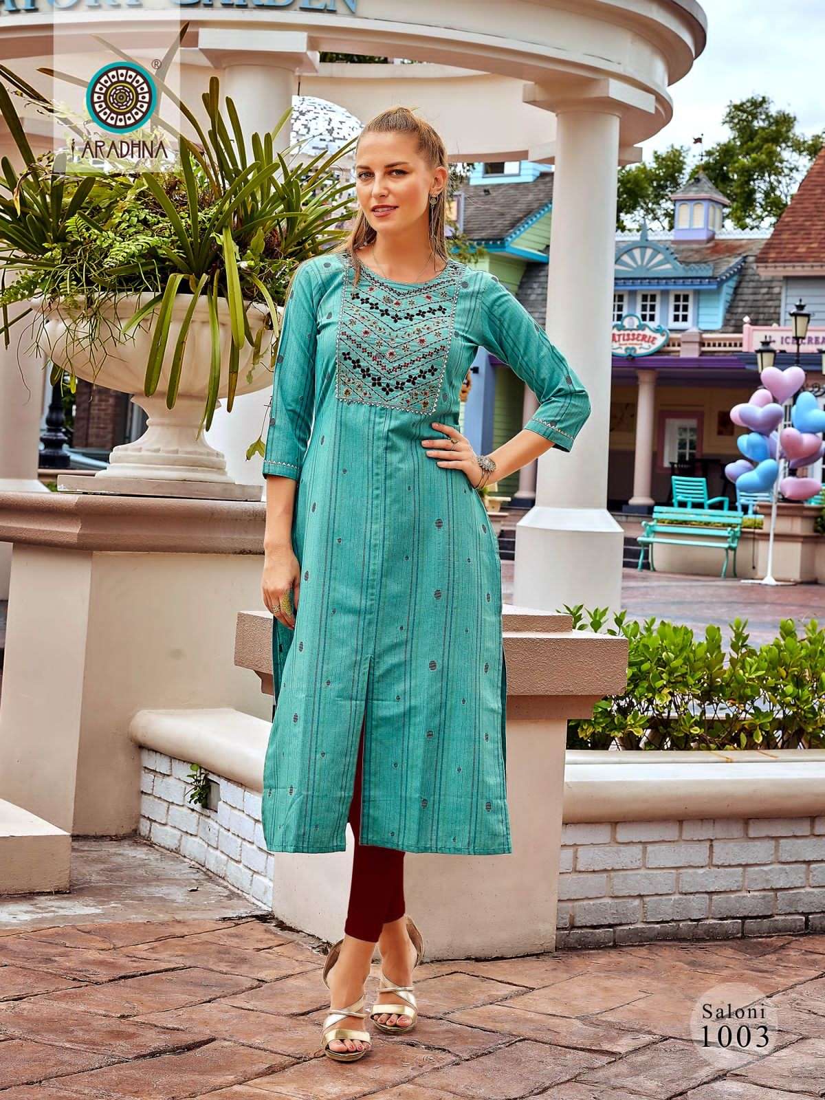 Saloni Vol-1 By Aradhna Fashion 1001 To 1006 Series Beautiful Stylish Fancy Colorful Casual Wear & Ethnic Wear Cotton Embroidered Kurtis At Wholesale Price