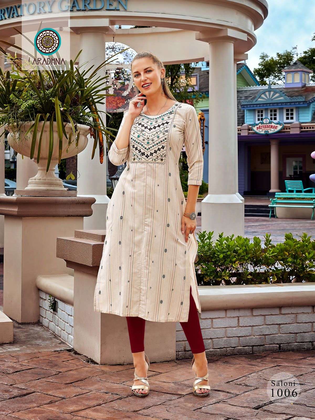 Saloni Vol-1 By Aradhna Fashion 1001 To 1006 Series Beautiful Stylish Fancy Colorful Casual Wear & Ethnic Wear Cotton Embroidered Kurtis At Wholesale Price