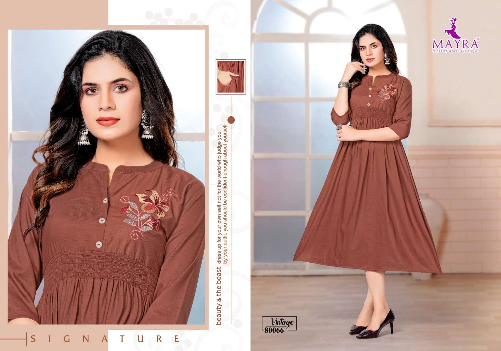 Vintage By Mayra 80066 To 80073 Series Beautiful Stylish Fancy Colorful Casual Wear & Ethnic Wear Viscose Embroidered Kurtis At Wholesale Price