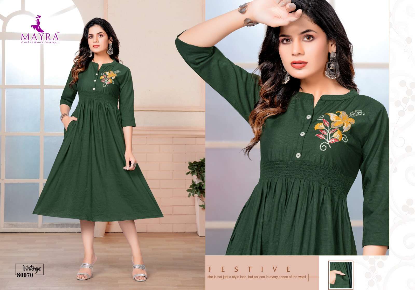 Vintage By Mayra 80066 To 80073 Series Beautiful Stylish Fancy Colorful Casual Wear & Ethnic Wear Viscose Embroidered Kurtis At Wholesale Price