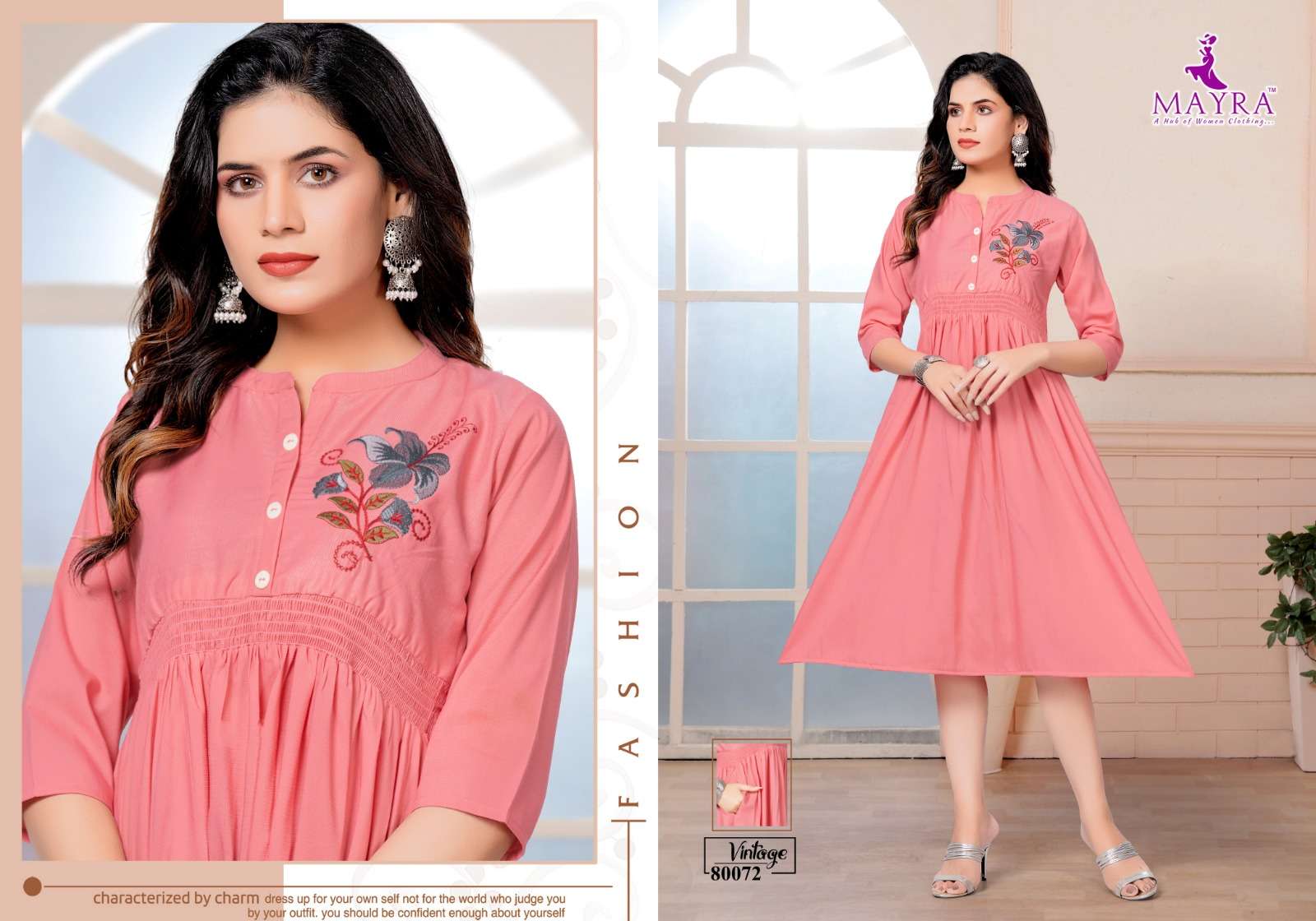 Vintage By Mayra 80066 To 80073 Series Beautiful Stylish Fancy Colorful Casual Wear & Ethnic Wear Viscose Embroidered Kurtis At Wholesale Price