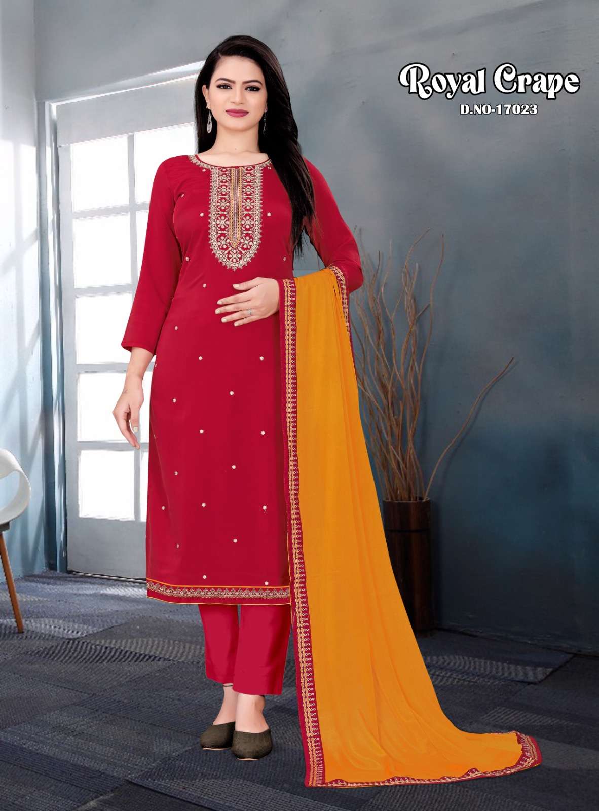 Royal Crepe By Panch Ratna 17021 To 17024 Series Beautiful Stylish Fancy Colorful Casual Wear & Ethnic Wear Crepe Silk Kurtis With Dupatta At Wholesale Price