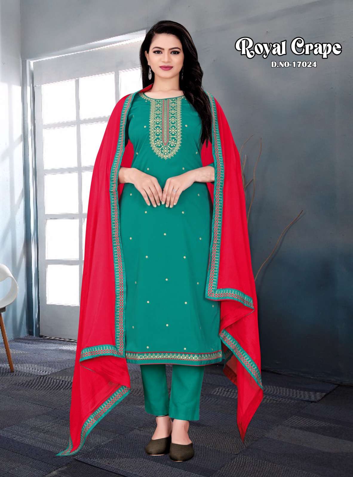 Royal Crepe By Panch Ratna 17021 To 17024 Series Beautiful Stylish Fancy Colorful Casual Wear & Ethnic Wear Crepe Silk Kurtis With Dupatta At Wholesale Price