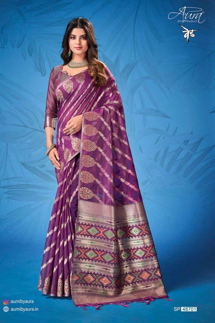 Ved By Aura 48701 To 48706 Series Indian Traditional Wear Collection Beautiful Stylish Fancy Colorful Party Wear & Occasional Wear Cotton Sarees At Wholesale Price