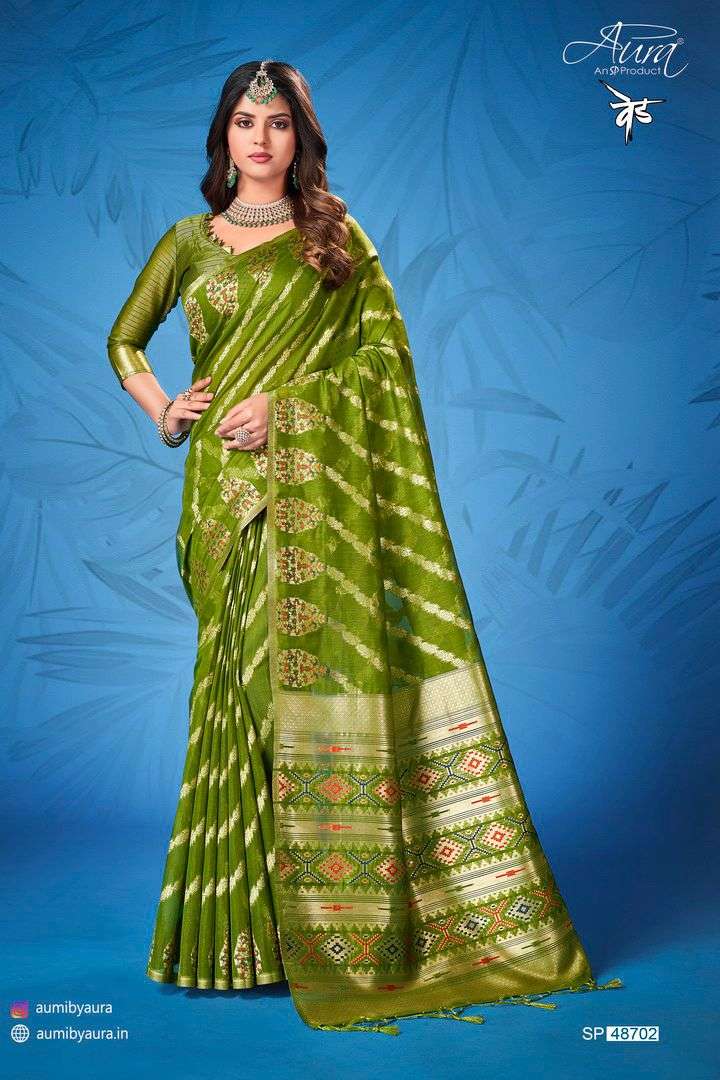 Ved By Aura 48701 To 48706 Series Indian Traditional Wear Collection Beautiful Stylish Fancy Colorful Party Wear & Occasional Wear Cotton Sarees At Wholesale Price