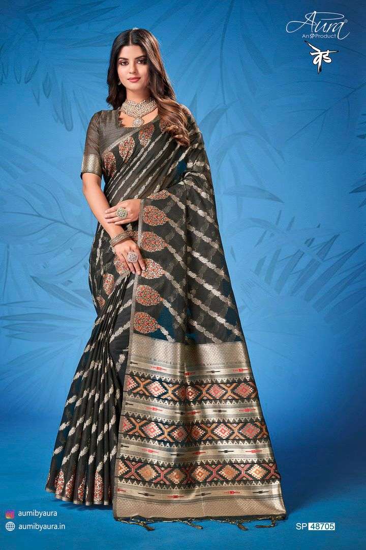 Ved By Aura 48701 To 48706 Series Indian Traditional Wear Collection Beautiful Stylish Fancy Colorful Party Wear & Occasional Wear Cotton Sarees At Wholesale Price