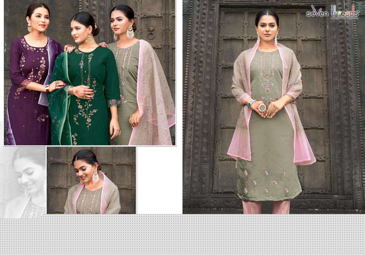 Netri By Seven Theads 11101 To 11107 Series Designer Festive Suits Collection Beautiful Stylish Fancy Colorful Party Wear & Occasional Wear Viscose Cotton Dresses At Wholesale Price
