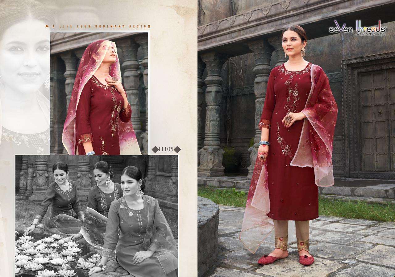 Netri By Seven Theads 11101 To 11107 Series Designer Festive Suits Collection Beautiful Stylish Fancy Colorful Party Wear & Occasional Wear Viscose Cotton Dresses At Wholesale Price