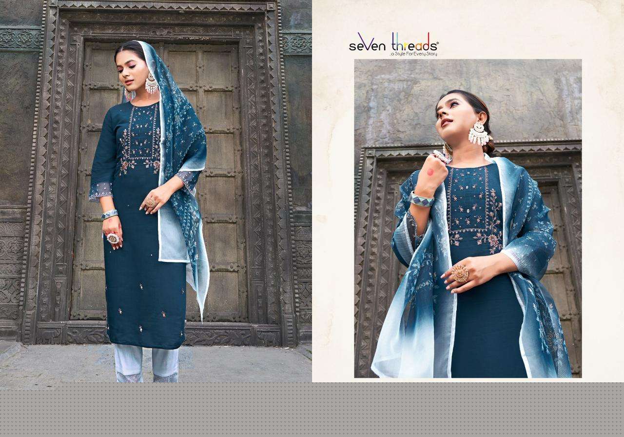 Netri By Seven Theads 11101 To 11107 Series Designer Festive Suits Collection Beautiful Stylish Fancy Colorful Party Wear & Occasional Wear Viscose Cotton Dresses At Wholesale Price