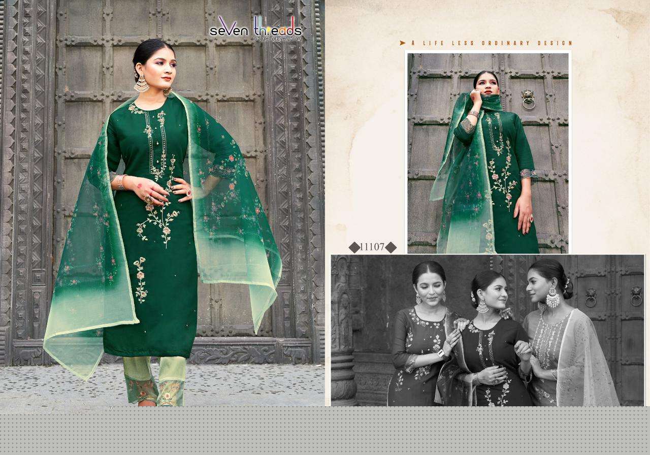 Netri By Seven Theads 11101 To 11107 Series Designer Festive Suits Collection Beautiful Stylish Fancy Colorful Party Wear & Occasional Wear Viscose Cotton Dresses At Wholesale Price