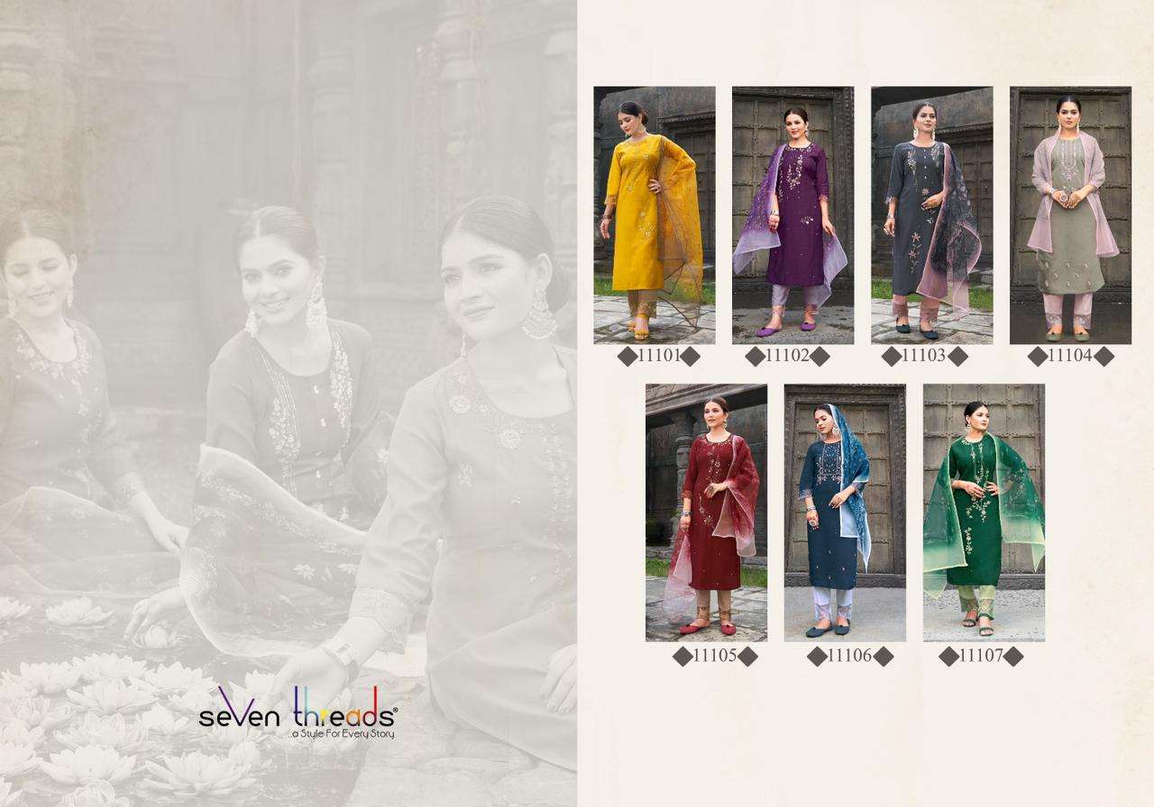 Netri By Seven Theads 11101 To 11107 Series Designer Festive Suits Collection Beautiful Stylish Fancy Colorful Party Wear & Occasional Wear Viscose Cotton Dresses At Wholesale Price