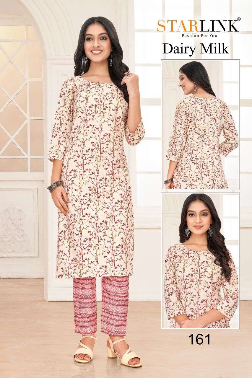 Dairy Milk By Starlink 161 To 188 Series Designer Stylish Fancy Colorful Beautiful Party Wear & Ethnic Wear Collection Rayon Print Kurtis With Bottom At Wholesale Price