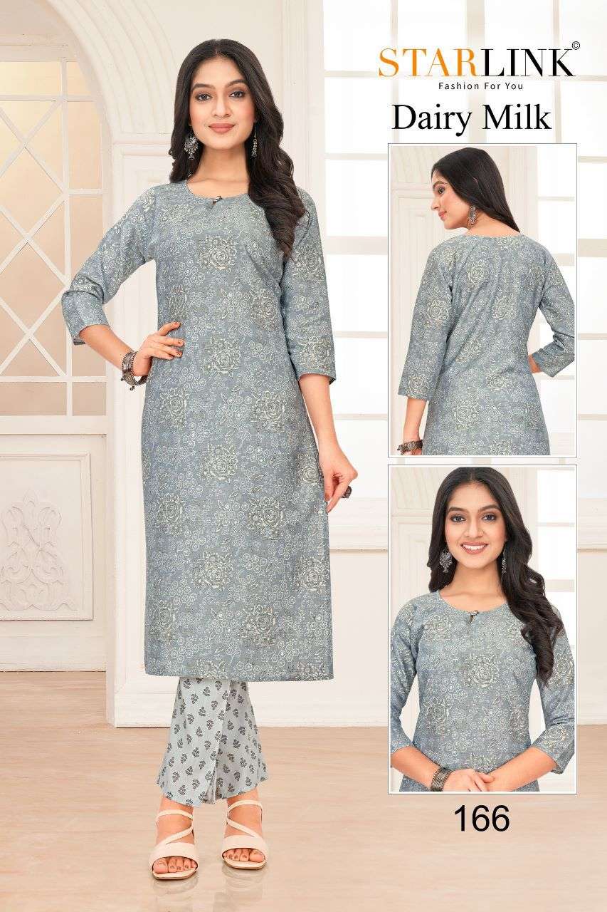 Dairy Milk By Starlink 161 To 188 Series Designer Stylish Fancy Colorful Beautiful Party Wear & Ethnic Wear Collection Rayon Print Kurtis With Bottom At Wholesale Price