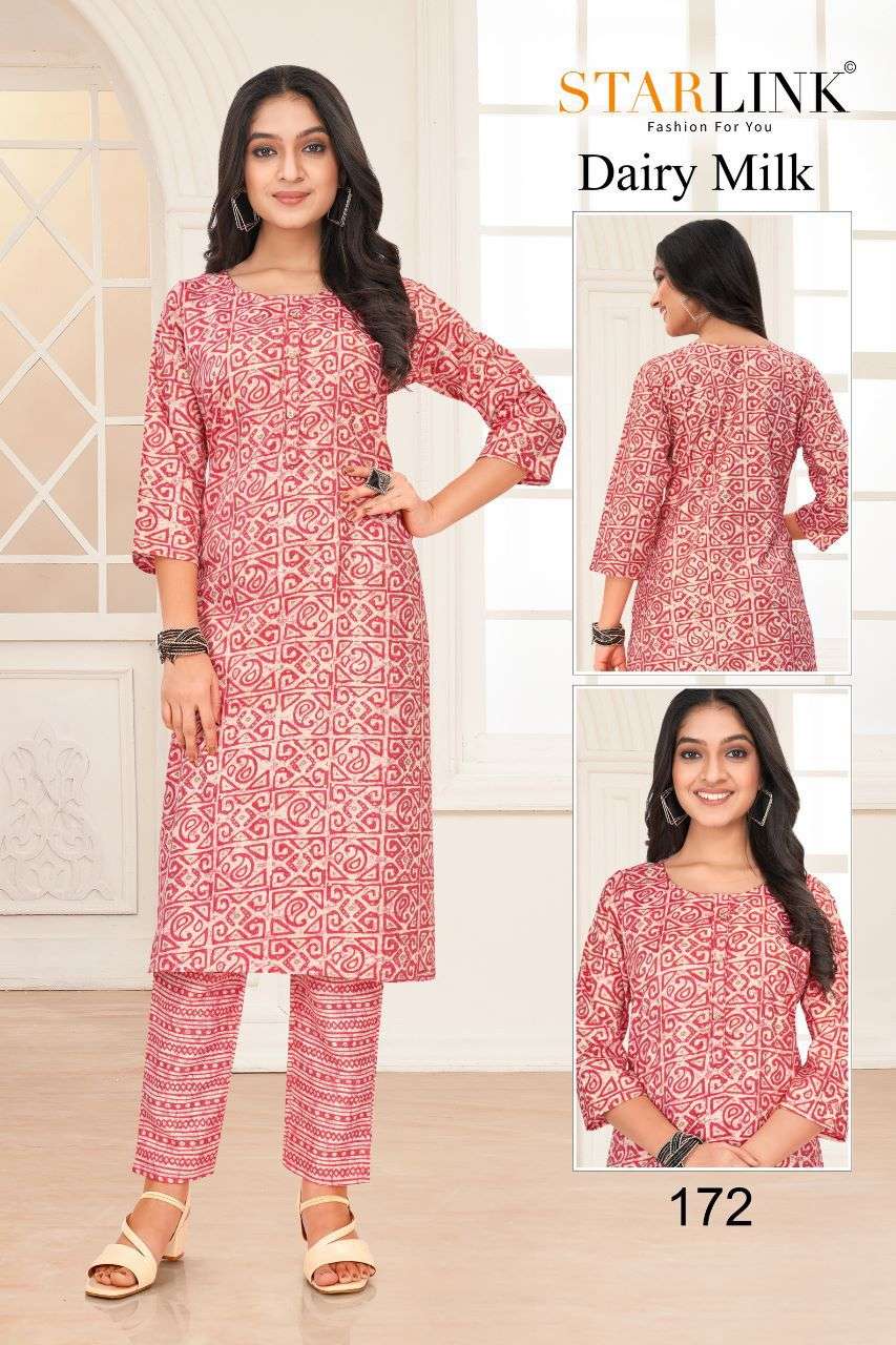 Dairy Milk By Starlink 161 To 188 Series Designer Stylish Fancy Colorful Beautiful Party Wear & Ethnic Wear Collection Rayon Print Kurtis With Bottom At Wholesale Price