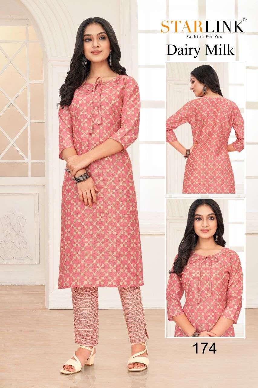 Dairy Milk By Starlink 161 To 188 Series Designer Stylish Fancy Colorful Beautiful Party Wear & Ethnic Wear Collection Rayon Print Kurtis With Bottom At Wholesale Price