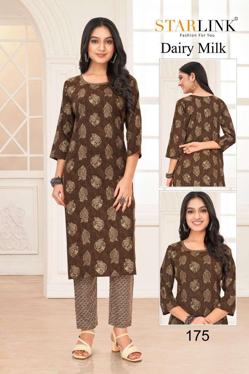 Dairy Milk By Starlink 161 To 188 Series Designer Stylish Fancy Colorful Beautiful Party Wear & Ethnic Wear Collection Rayon Print Kurtis With Bottom At Wholesale Price