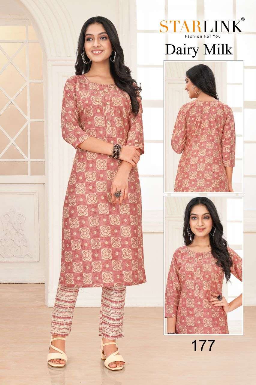 Dairy Milk By Starlink 161 To 188 Series Designer Stylish Fancy Colorful Beautiful Party Wear & Ethnic Wear Collection Rayon Print Kurtis With Bottom At Wholesale Price