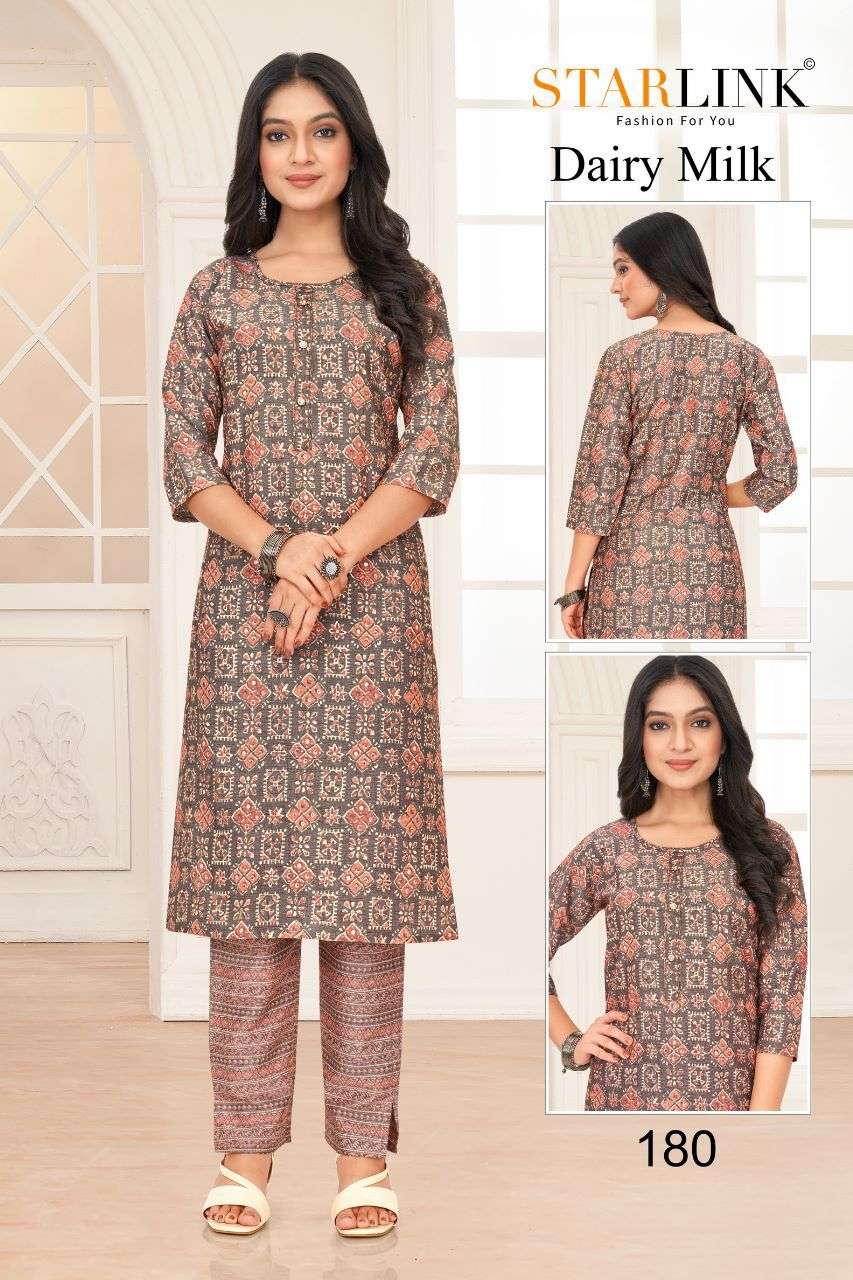 Dairy Milk By Starlink 161 To 188 Series Designer Stylish Fancy Colorful Beautiful Party Wear & Ethnic Wear Collection Rayon Print Kurtis With Bottom At Wholesale Price