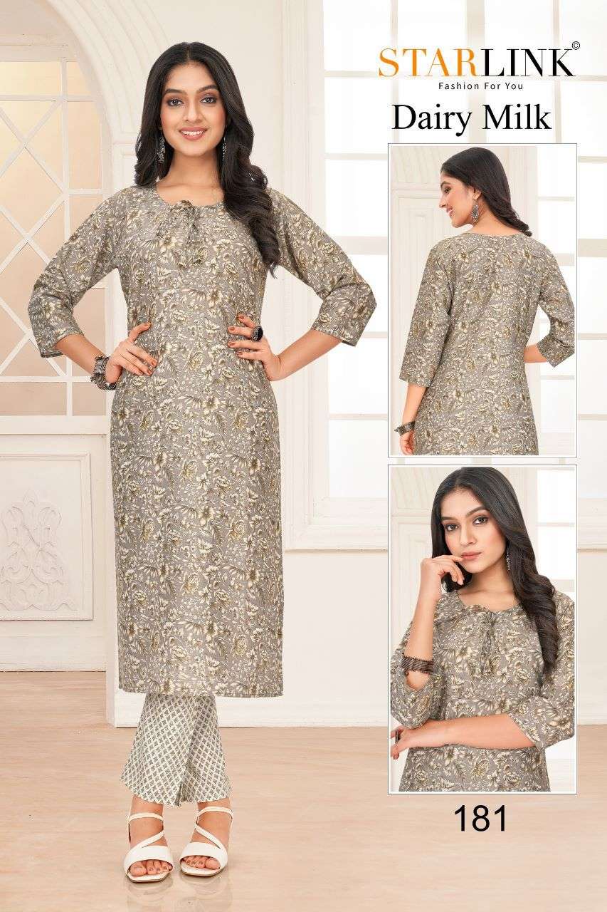 Dairy Milk By Starlink 161 To 188 Series Designer Stylish Fancy Colorful Beautiful Party Wear & Ethnic Wear Collection Rayon Print Kurtis With Bottom At Wholesale Price