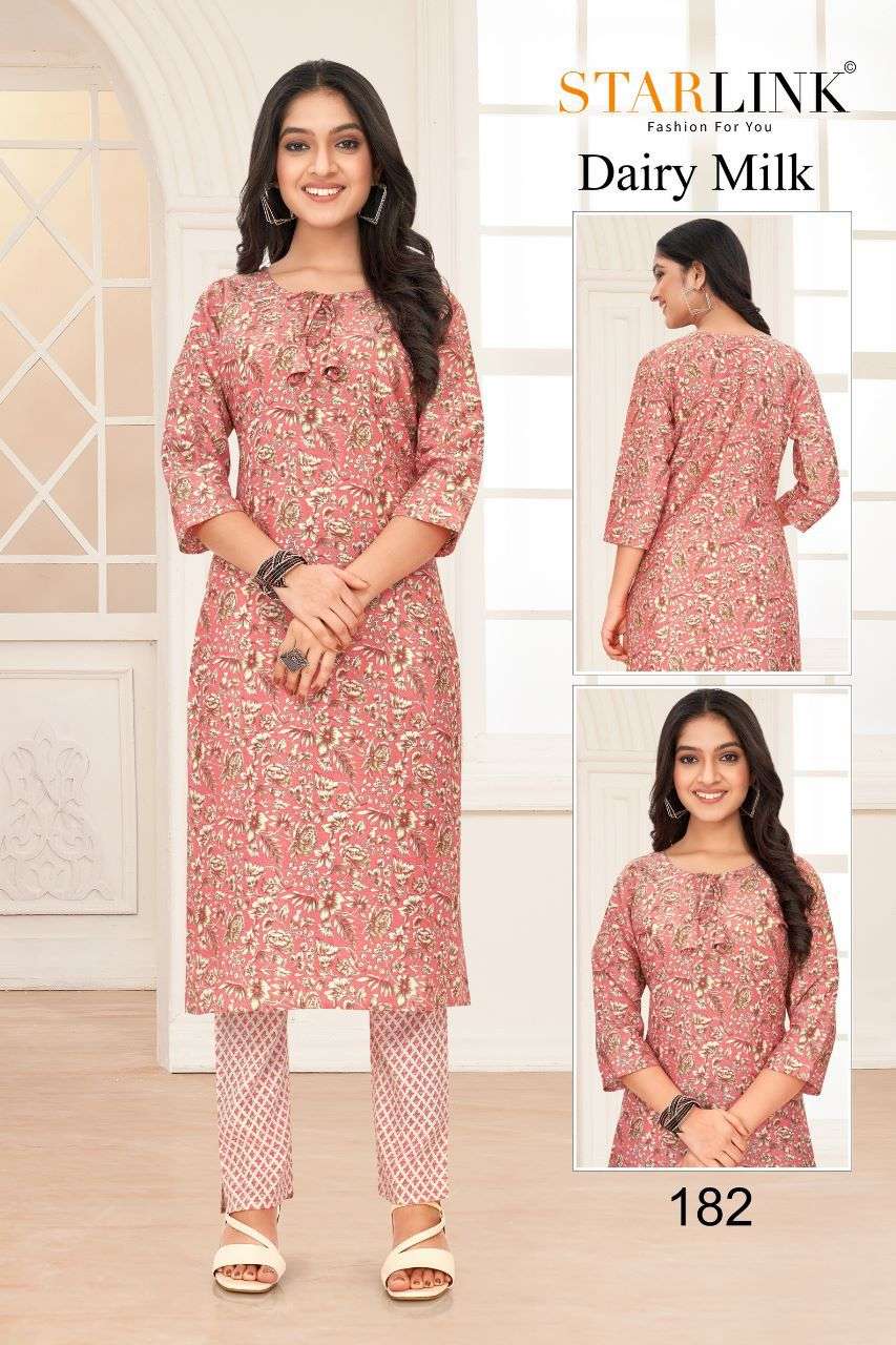 Dairy Milk By Starlink 161 To 188 Series Designer Stylish Fancy Colorful Beautiful Party Wear & Ethnic Wear Collection Rayon Print Kurtis With Bottom At Wholesale Price