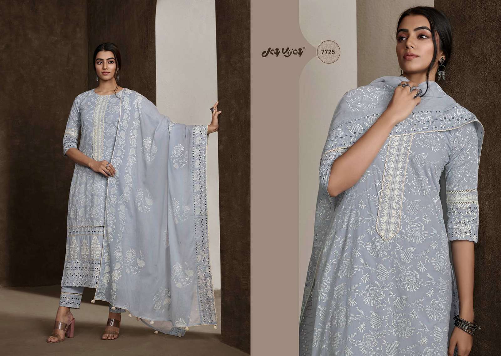 Shehnaaz By Jay Vijay Prints 7721 To 7728 Series Designer Festive Suits Beautiful Stylish Fancy Colorful Party Wear & Occasional Wear Pure Cotton Embroidered Dresses At Wholesale Price