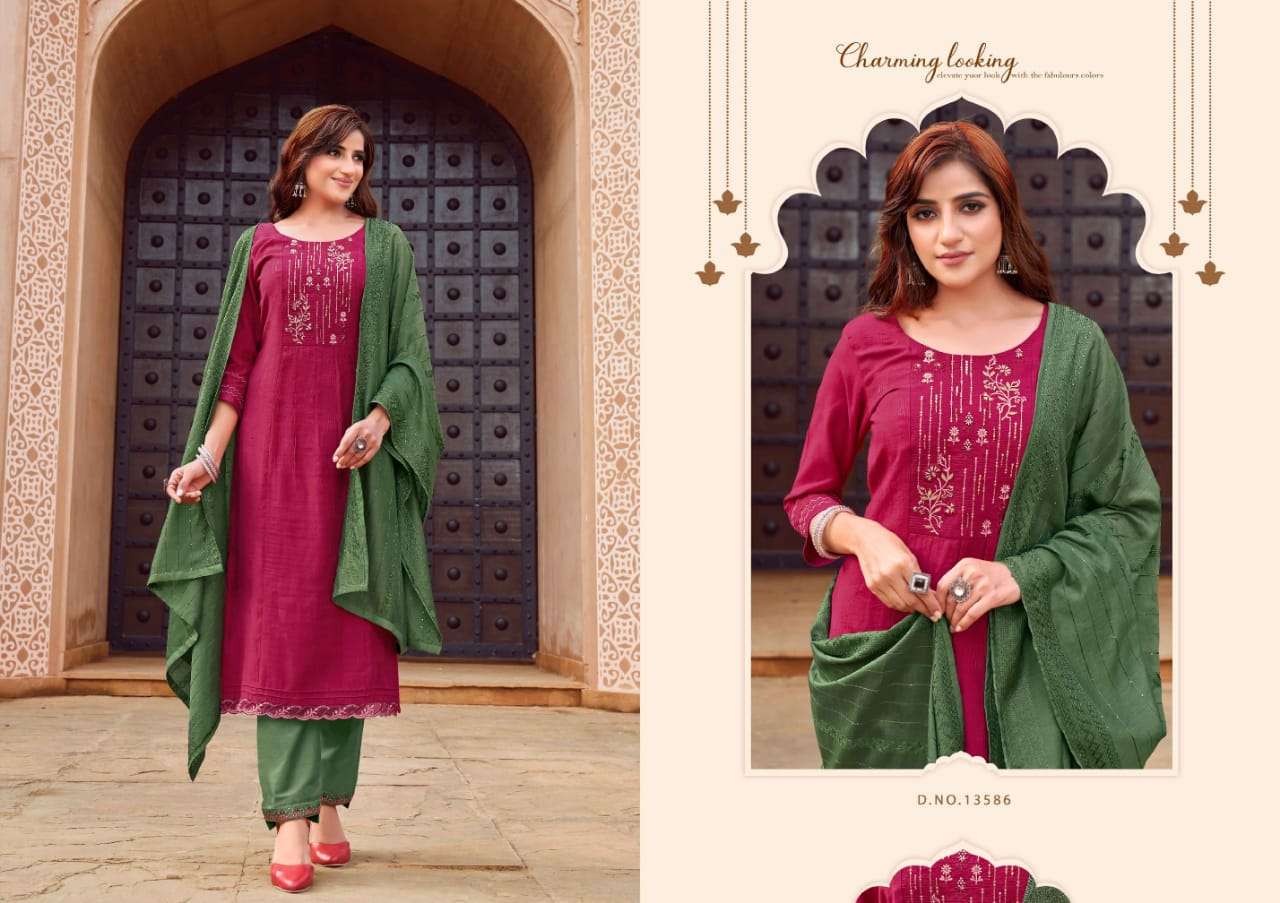 Dream By Kalaroop 13586 To 13591 Series Designer Festive Suits Beautiful Stylish Fancy Colorful Party Wear & Occasional Wear Heavy Rayon Dresses At Wholesale Price