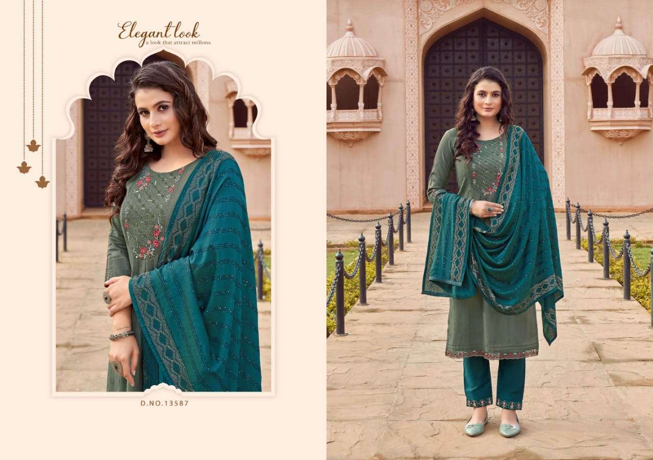 Dream By Kalaroop 13586 To 13591 Series Designer Festive Suits Beautiful Stylish Fancy Colorful Party Wear & Occasional Wear Heavy Rayon Dresses At Wholesale Price