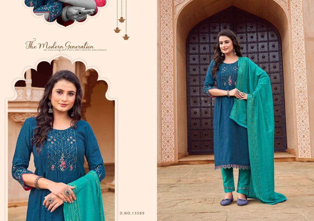 Dream By Kalaroop 13586 To 13591 Series Designer Festive Suits Beautiful Stylish Fancy Colorful Party Wear & Occasional Wear Heavy Rayon Dresses At Wholesale Price