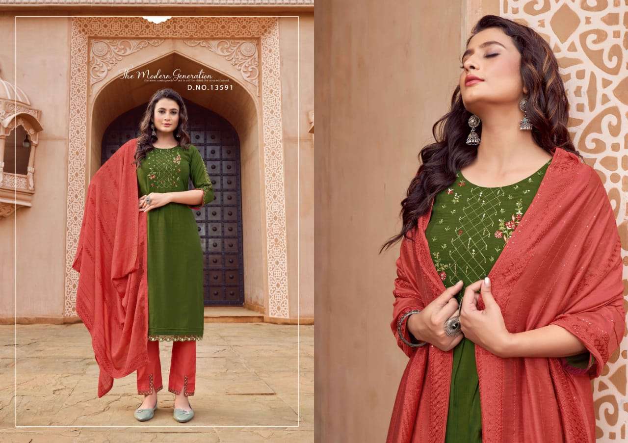 Dream By Kalaroop 13586 To 13591 Series Designer Festive Suits Beautiful Stylish Fancy Colorful Party Wear & Occasional Wear Heavy Rayon Dresses At Wholesale Price