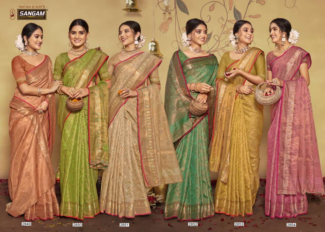 Manikarnika By Sangam Prints 2849 To 2854 Series Indian Traditional Wear Collection Beautiful Stylish Fancy Colorful Party Wear & Occasional Wear Banarasi Silk Sarees At Wholesale Price
