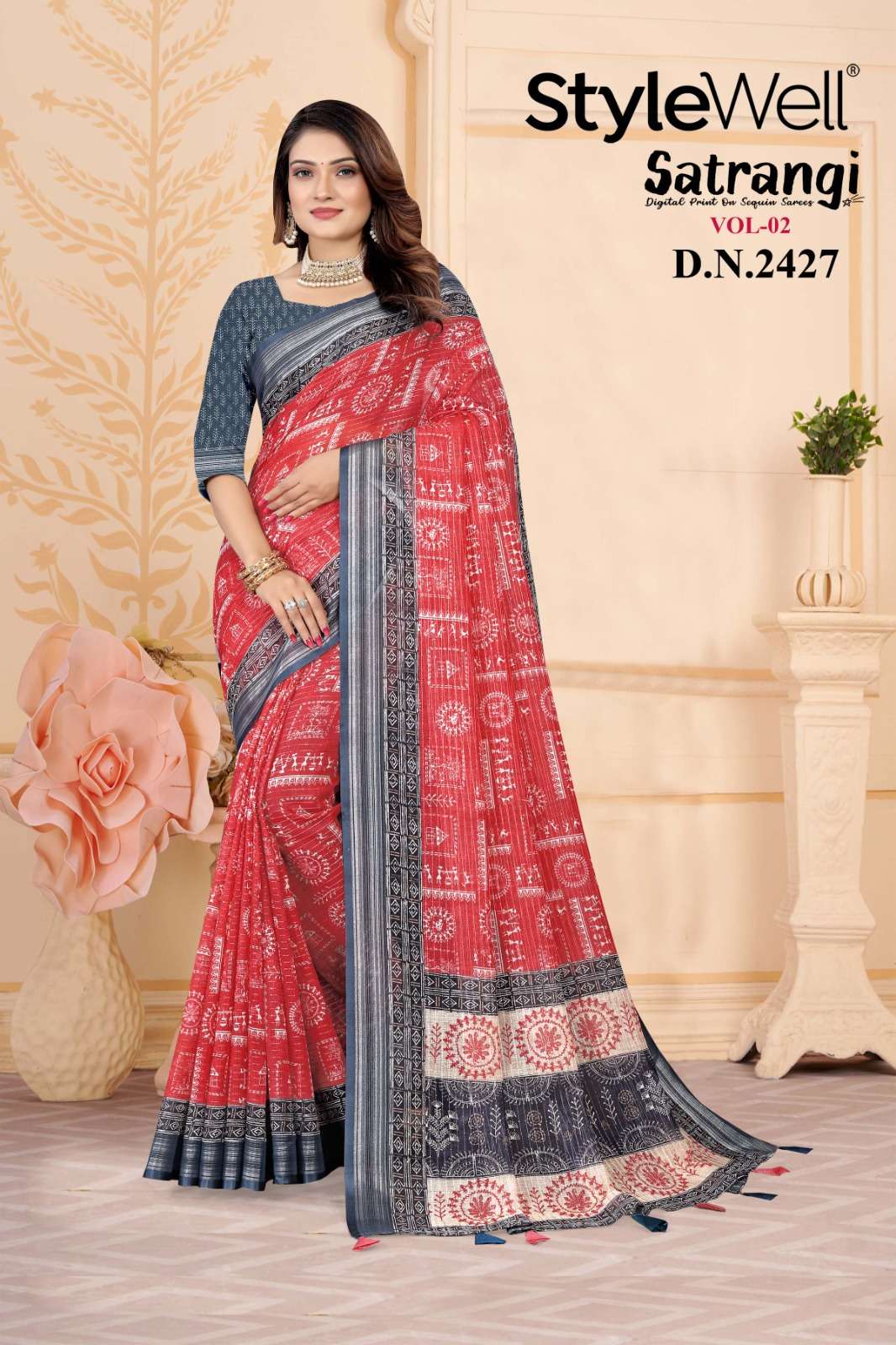 Satrangi Vol-2 By Stylewell 2425 To 2431 Series Indian Traditional Wear Collection Beautiful Stylish Fancy Colorful Party Wear & Occasional Wear Fancy Sarees At Wholesale Price