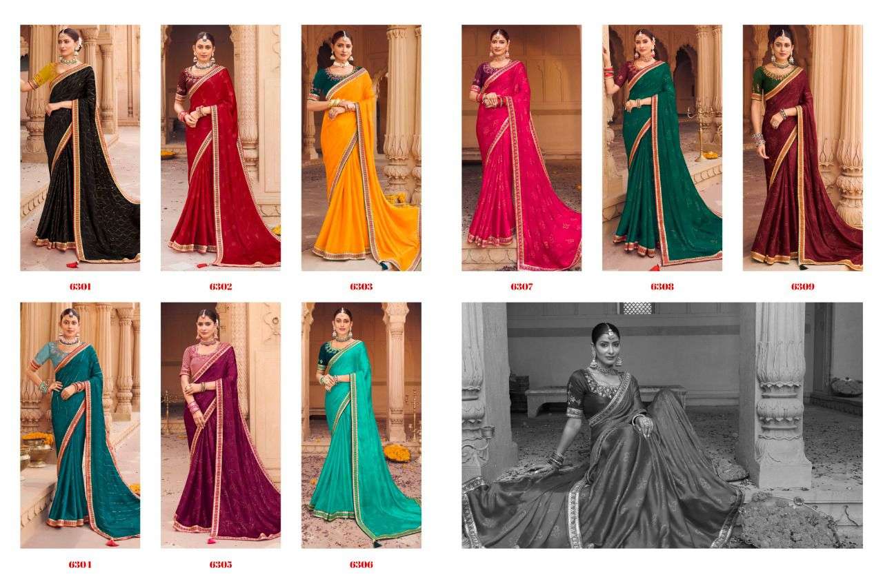 Aadhya By Kavira 6301 To 6309 Series Indian Traditional Wear Collection Beautiful Stylish Fancy Colorful Party Wear & Occasional Wear Satin Silk Sarees At Wholesale Price