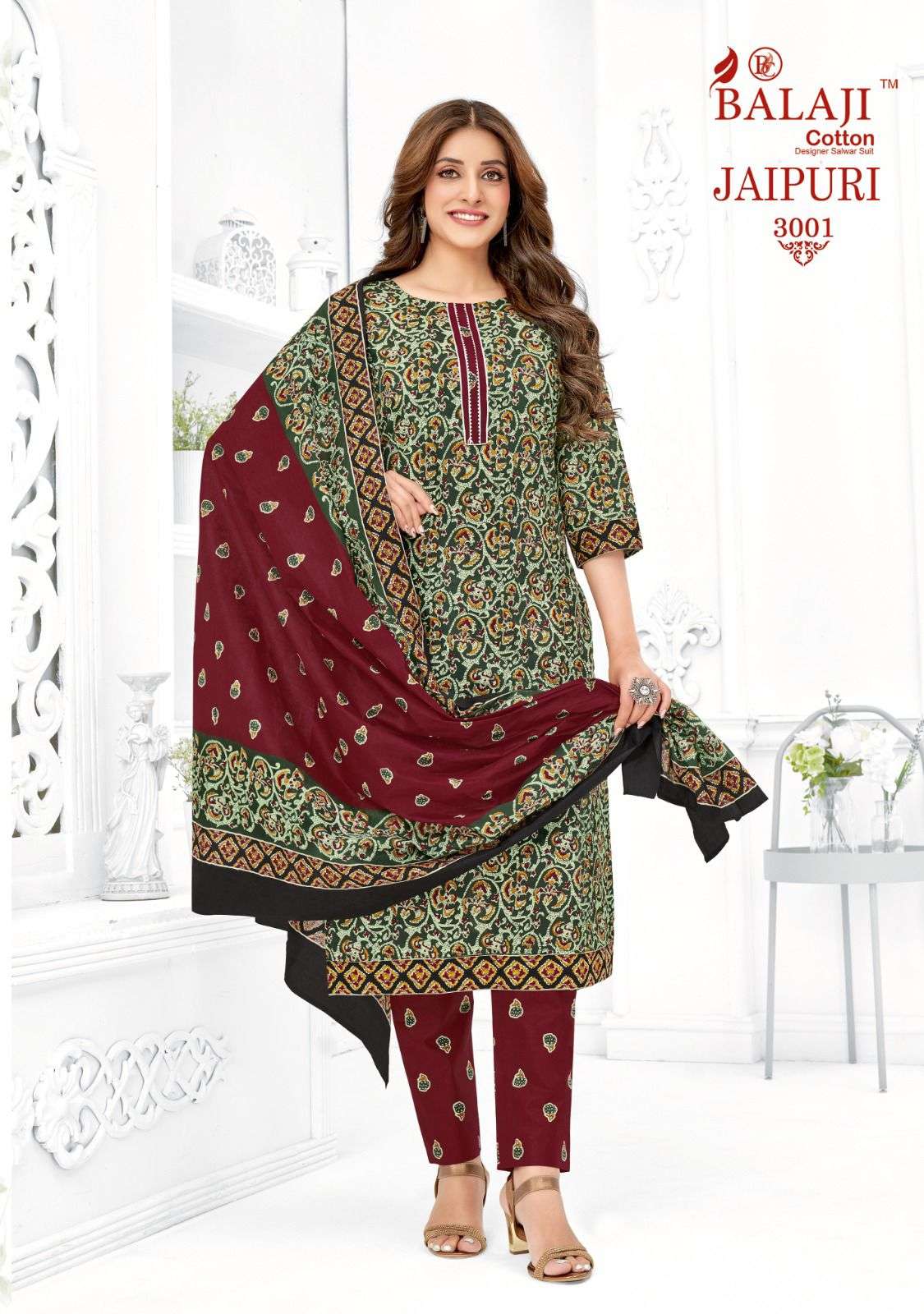 Jaipuri Vol-3 By Balaji Cotton 3001 To 3012 Series Indian Traditional Wear Collection Beautiful Stylish Fancy Colorful Party Wear & Occasional Wear Pure Cotton Print Dresses At Wholesale Price
