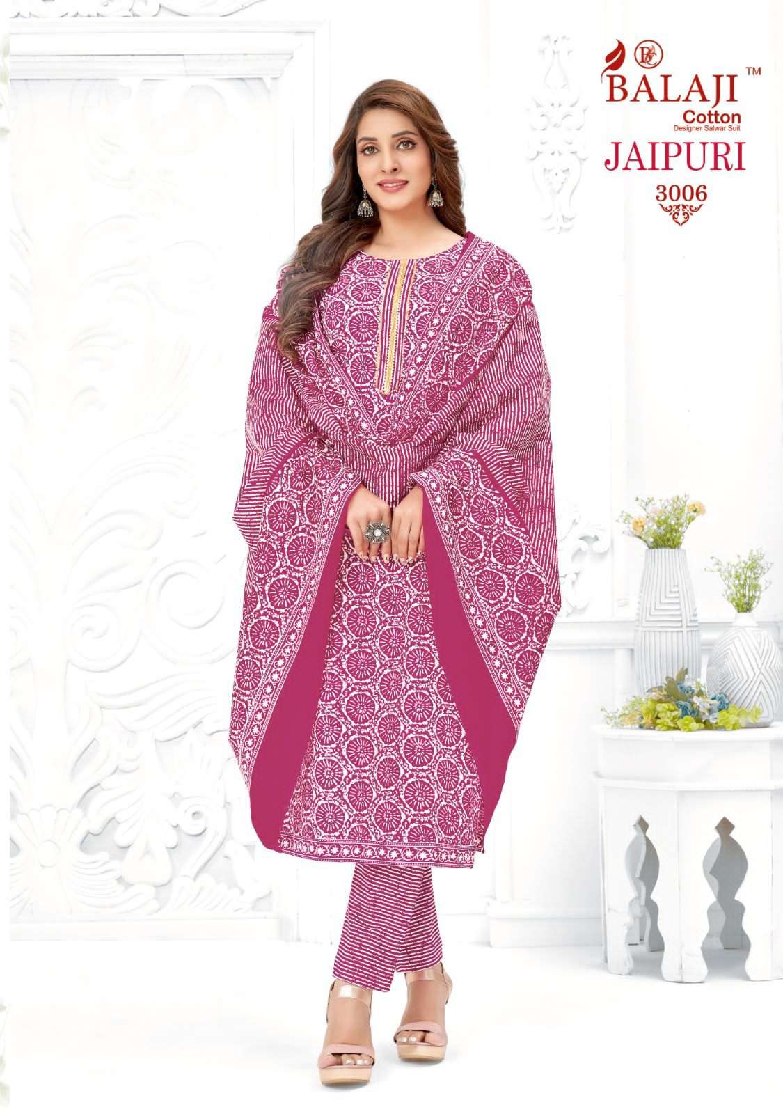 Jaipuri Vol-3 By Balaji Cotton 3001 To 3012 Series Indian Traditional Wear Collection Beautiful Stylish Fancy Colorful Party Wear & Occasional Wear Pure Cotton Print Dresses At Wholesale Price