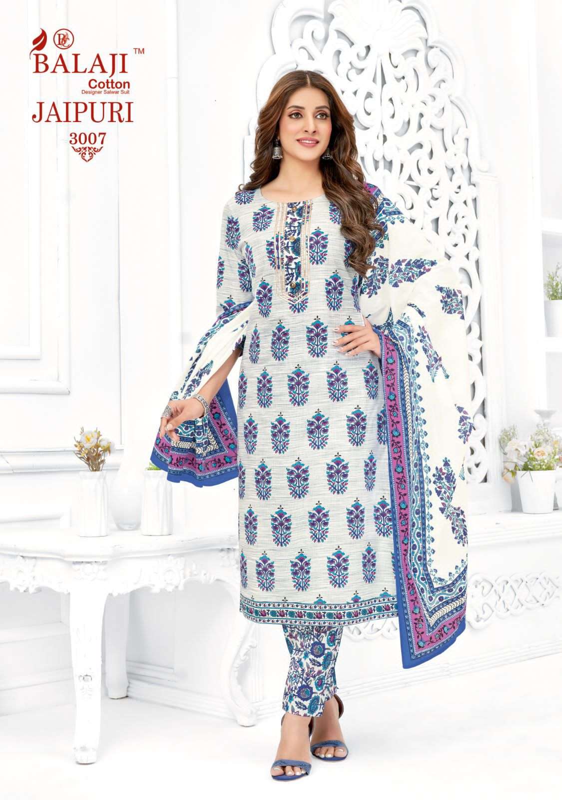 Jaipuri Vol-3 By Balaji Cotton 3001 To 3012 Series Indian Traditional Wear Collection Beautiful Stylish Fancy Colorful Party Wear & Occasional Wear Pure Cotton Print Dresses At Wholesale Price