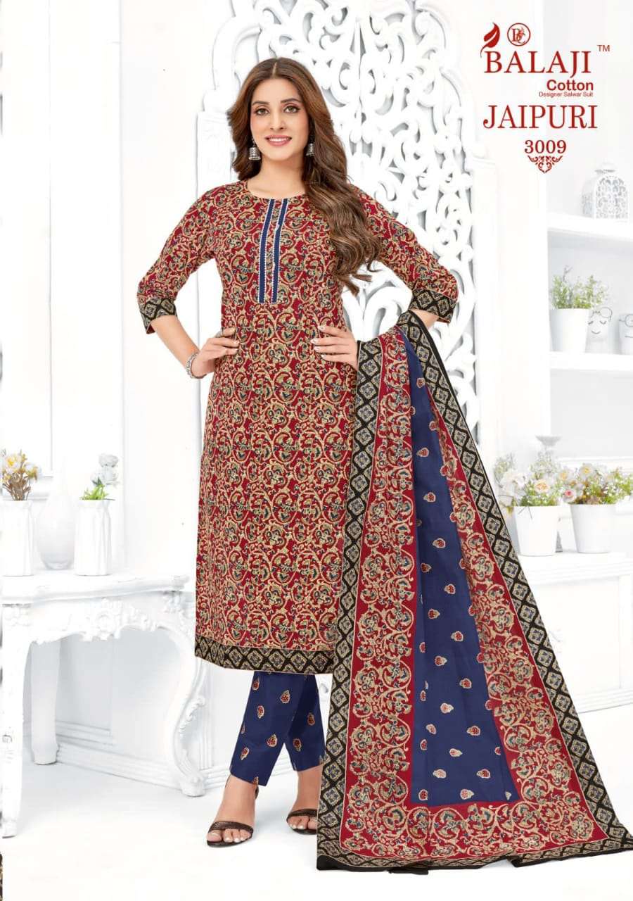 Jaipuri Vol-3 By Balaji Cotton 3001 To 3012 Series Indian Traditional Wear Collection Beautiful Stylish Fancy Colorful Party Wear & Occasional Wear Pure Cotton Print Dresses At Wholesale Price