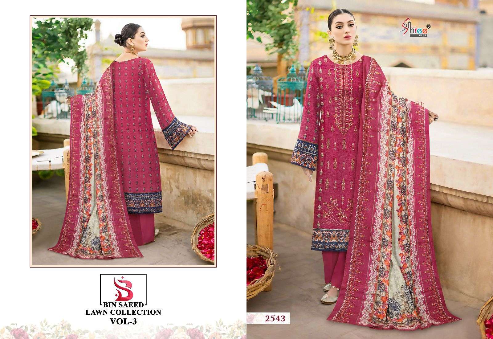 Bin Saeed Lawn Collection Vol-3 By Shree Fabs 2543 To 2548 Series Beautiful Pakistani Suits Colorful Stylish Fancy Casual Wear & Ethnic Wear Pure Lawn Embroidered Dresses At Wholesale Price