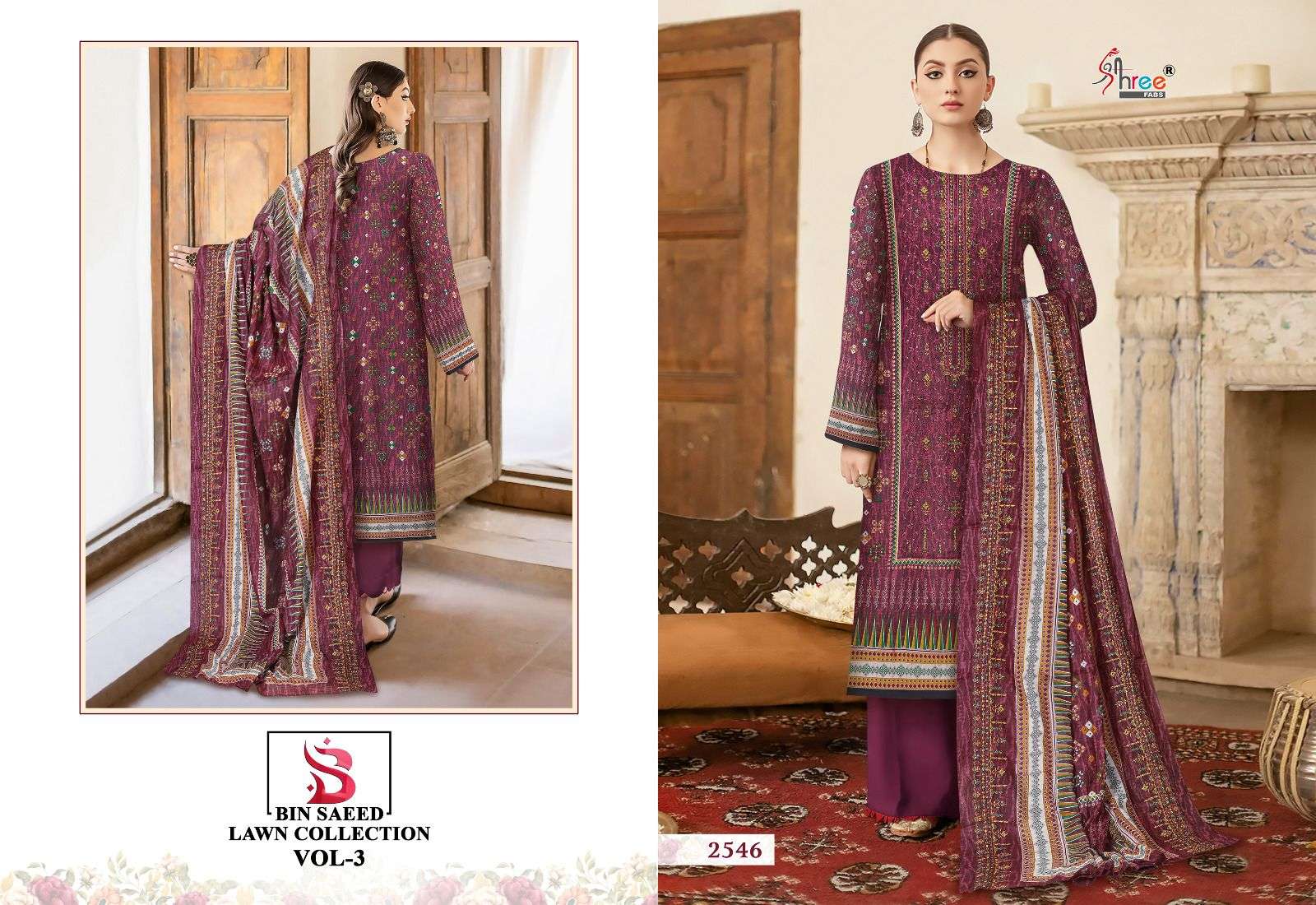 Bin Saeed Lawn Collection Vol-3 By Shree Fabs 2543 To 2548 Series Beautiful Pakistani Suits Colorful Stylish Fancy Casual Wear & Ethnic Wear Pure Lawn Embroidered Dresses At Wholesale Price